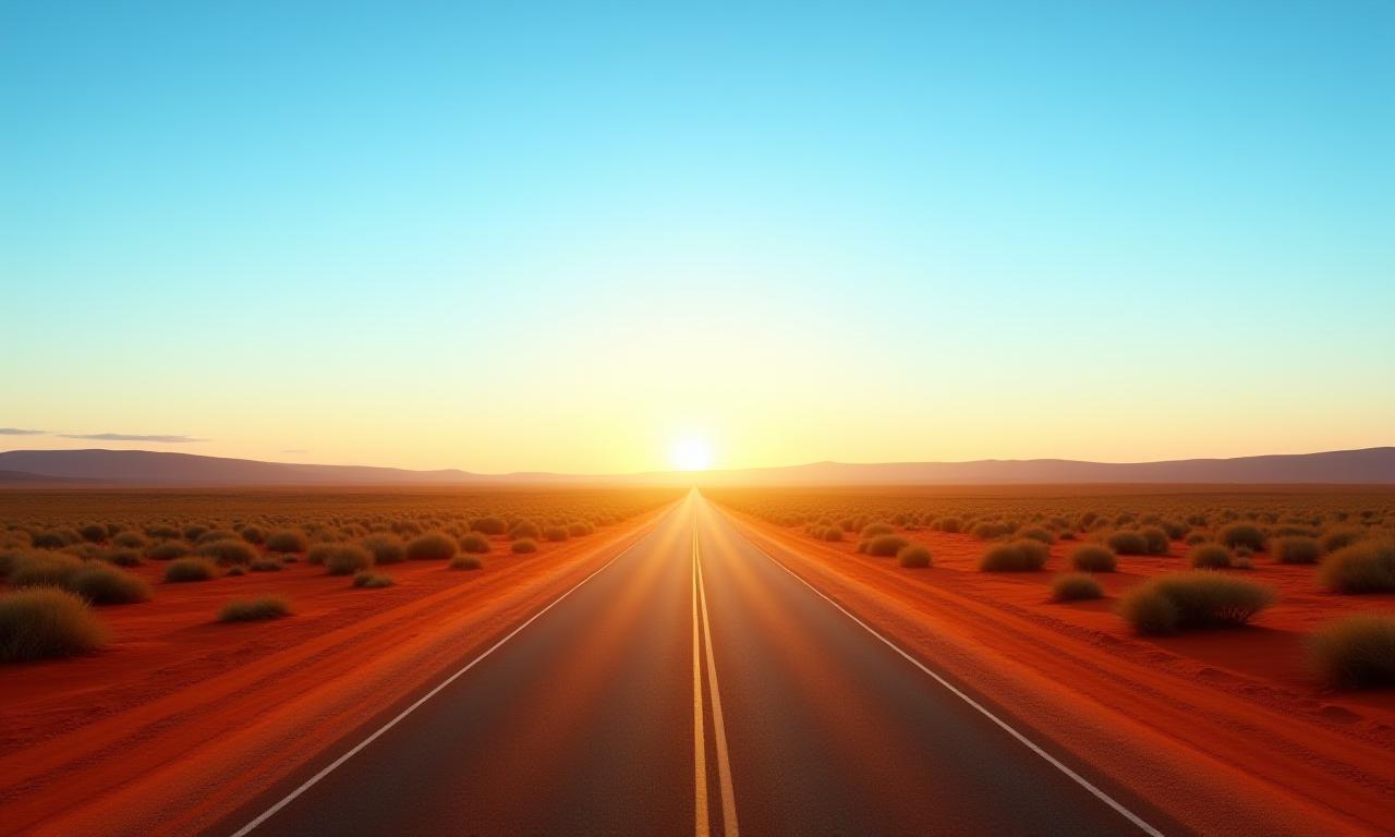 Outback road leading into Australian horizon