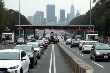 Cars queuing at Sydney toll gate